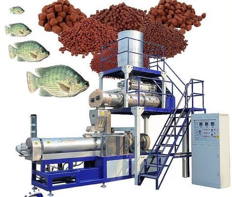 Silvery Floating And Sinking Fish Feed Pellet Extruder Machinery With High Technology