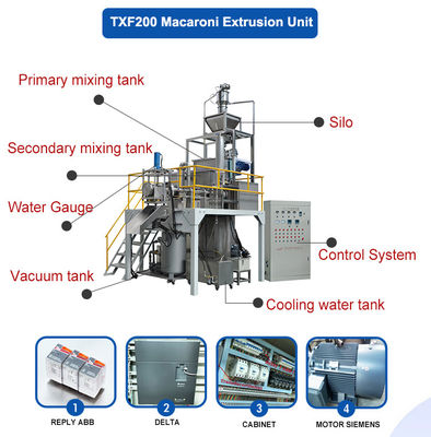 80-300kg/h Capacity Italian Pasta Macaroni Making Machinery with Security and Low Noise